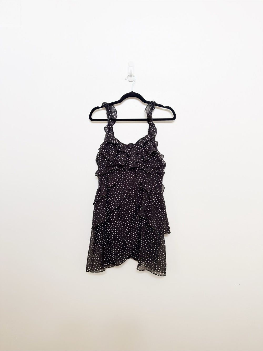 Black Polka Dot Ruffle Mini Dress